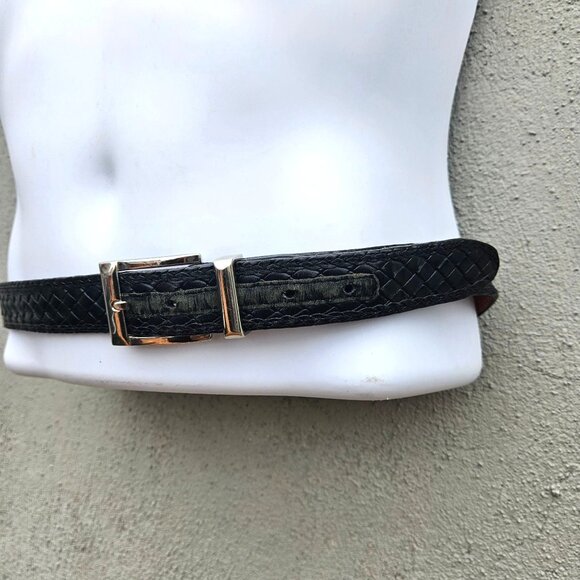 Bragano Black Woven Leather Belt Mens Made in Canada XL 41–45 In Waist - Picture 14 of 14